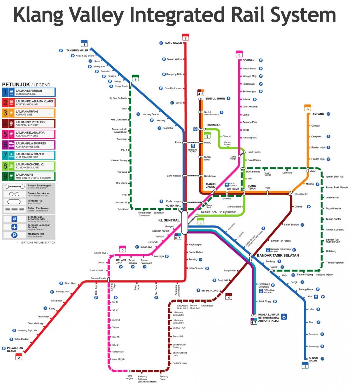 linia lrt mapie Malezji