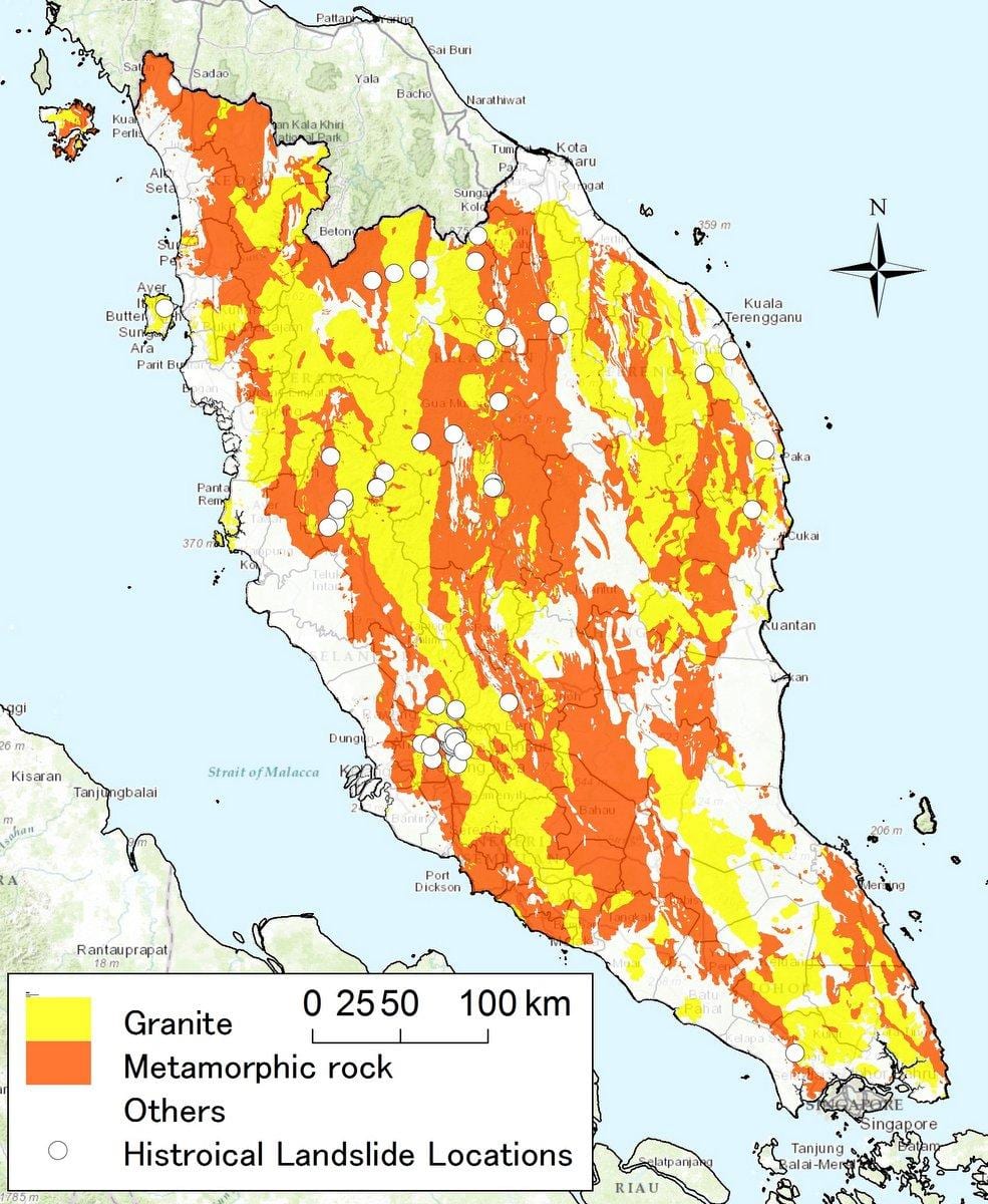Geologiczna mapa Malezji