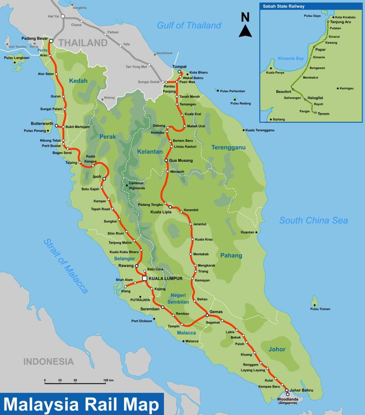 KTM trasę na mapie Malezji