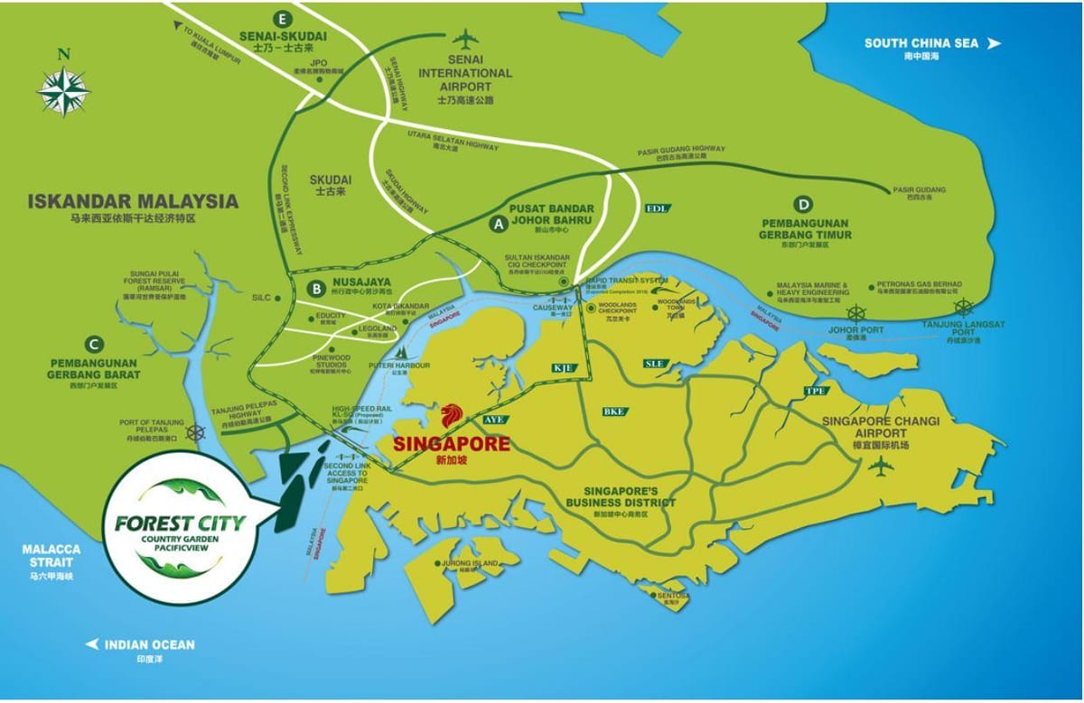 mapa las, miasto w Malezji