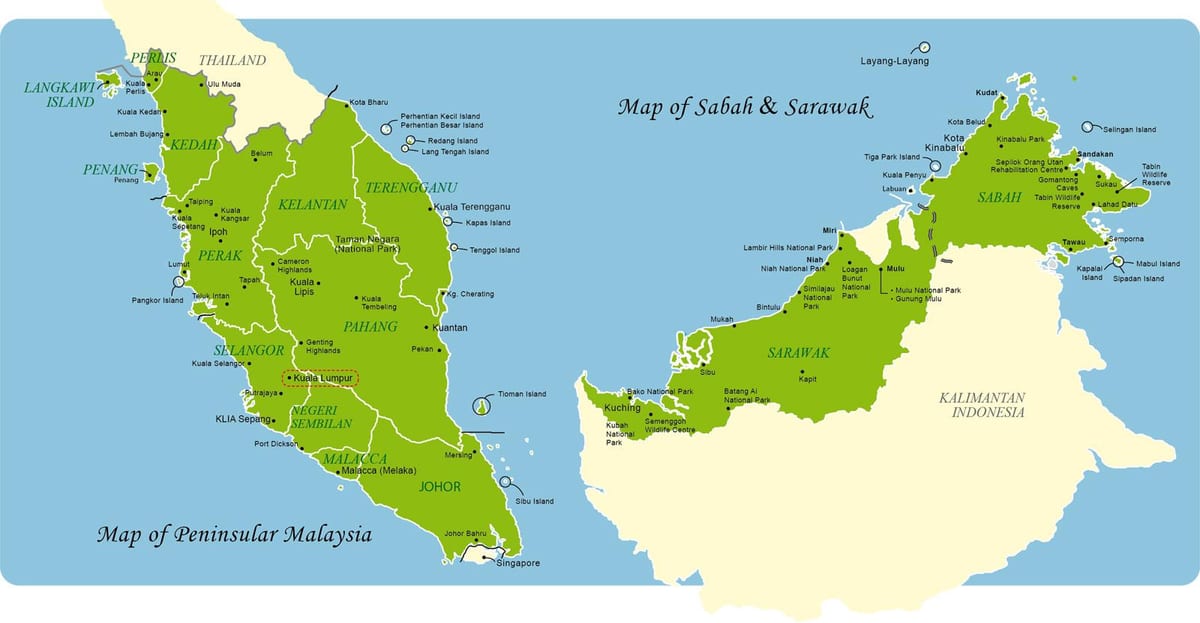 Malezja szczegółowa mapa