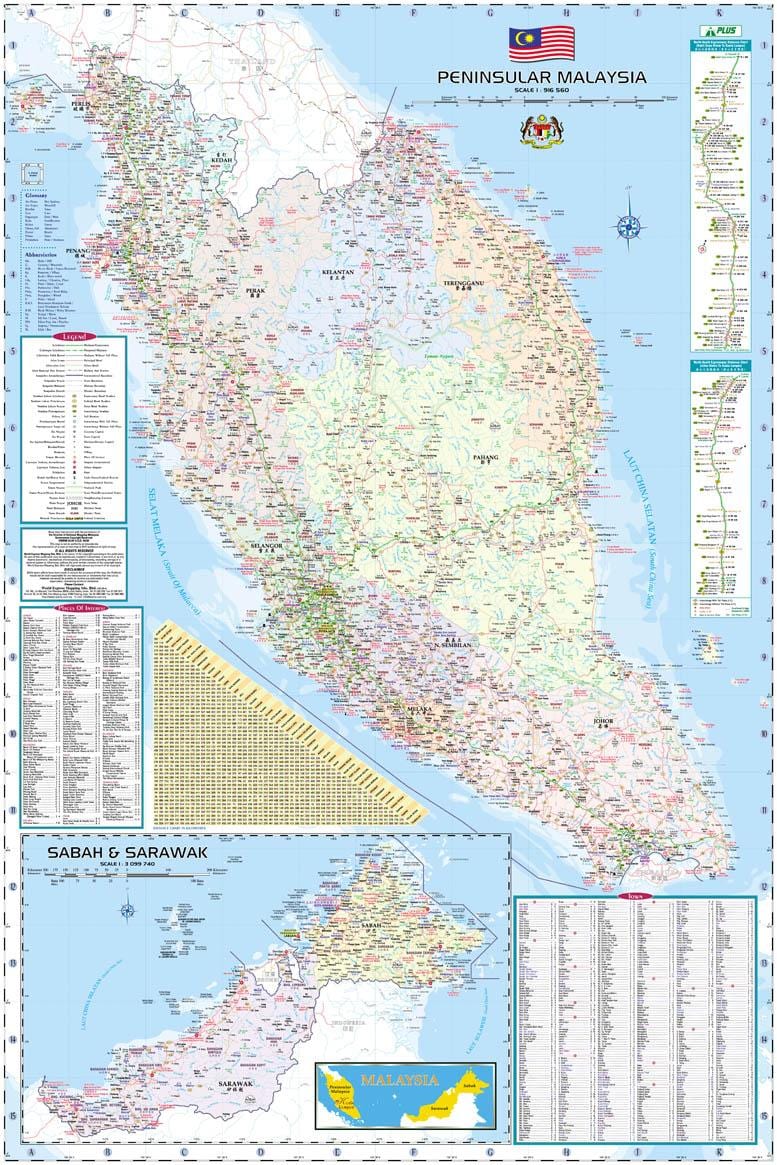 mapa Malezji "mapy drogowej" przewodnik po autostradzie 