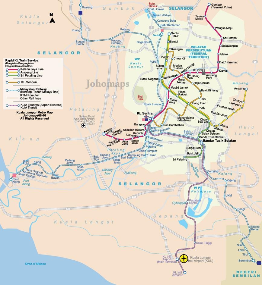 Malezja mapa metra