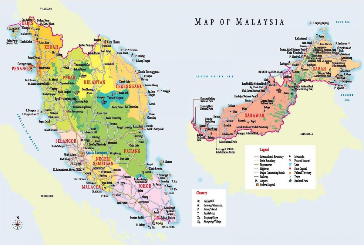 turystyczna mapa Malezji
