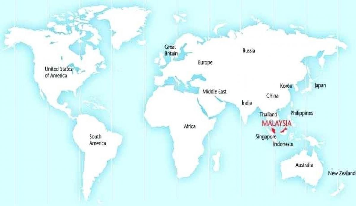 mapa swiata malezja Malezja na mapie świata   mapa świata pokazująca Malezji 