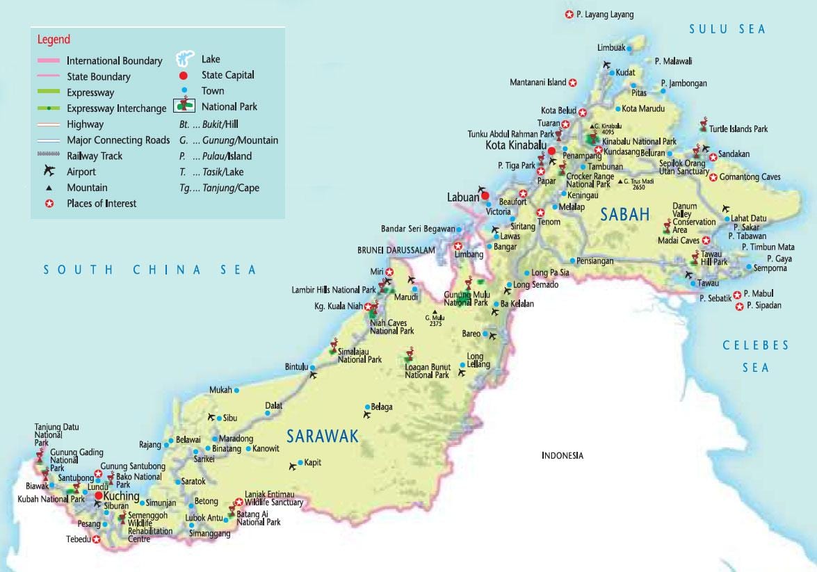 mapa Malezji parki narodowe