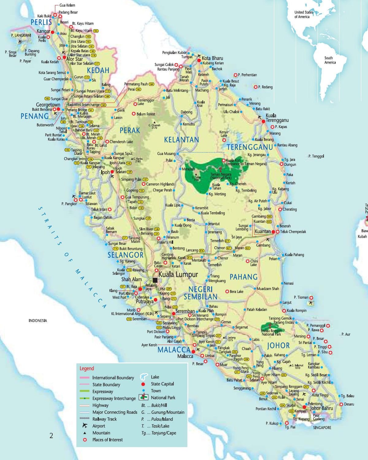 mapa mapą trasy Malezji