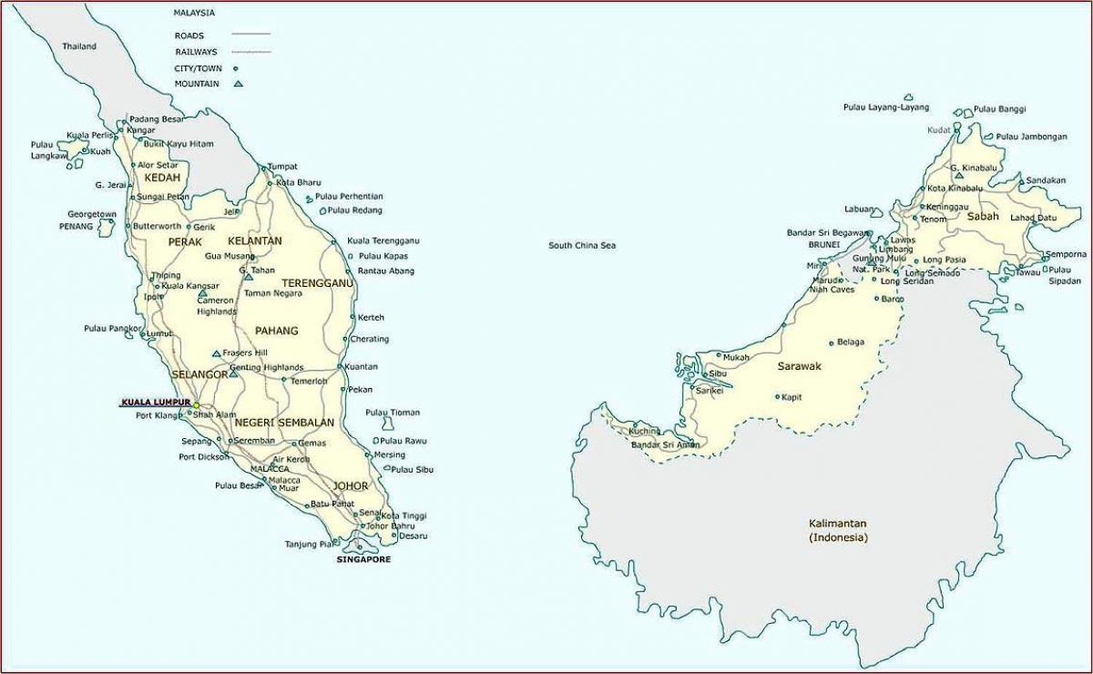 szczegółowa mapa Malezji