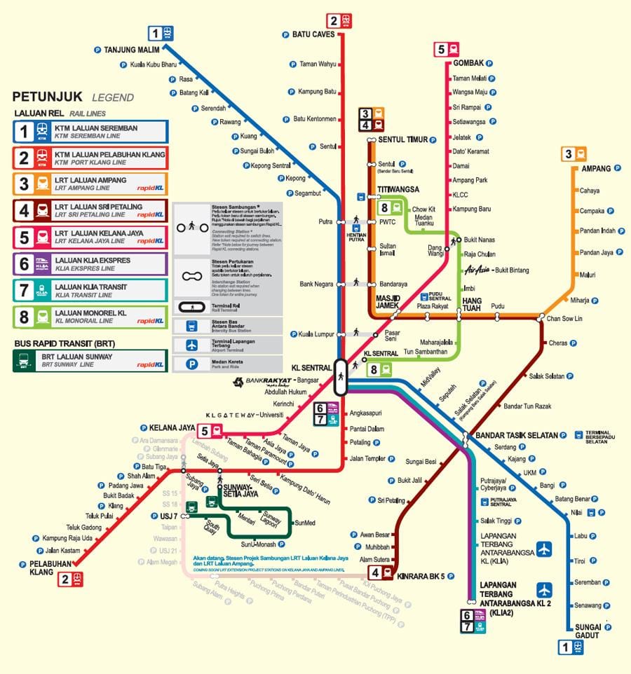 Malezja MRT mapę 2016