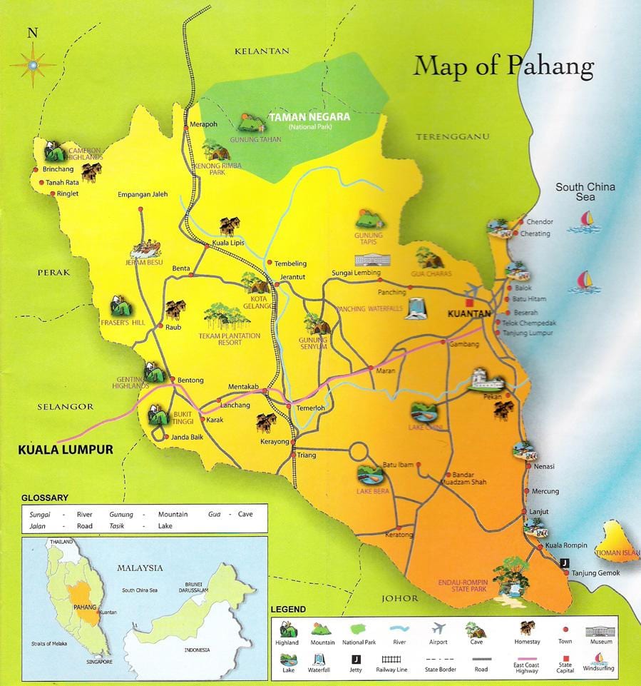 mapa stanu pahang, Malezja