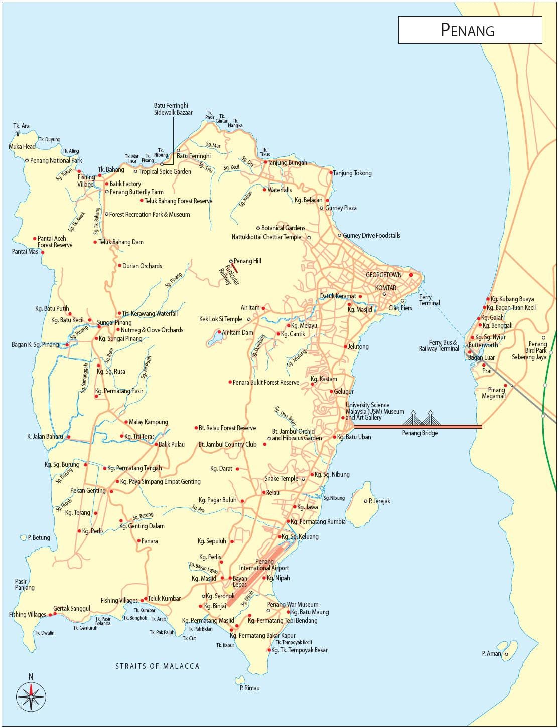 mapa penang, Malezja