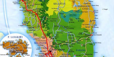 Mapa Południowej Malezji