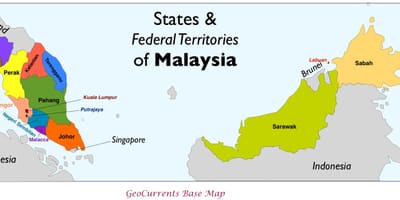 Mapa prowincji Malezji 