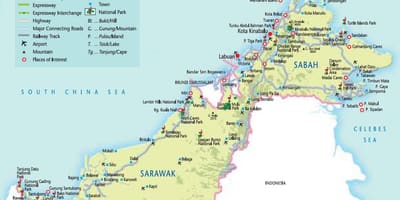 Mapa Malezji parki narodowe