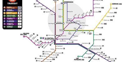 Mapa Malezji transportu
