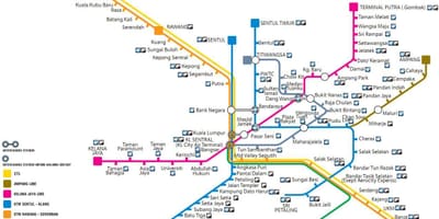 Mapa komunikacji miejskiej Malezji